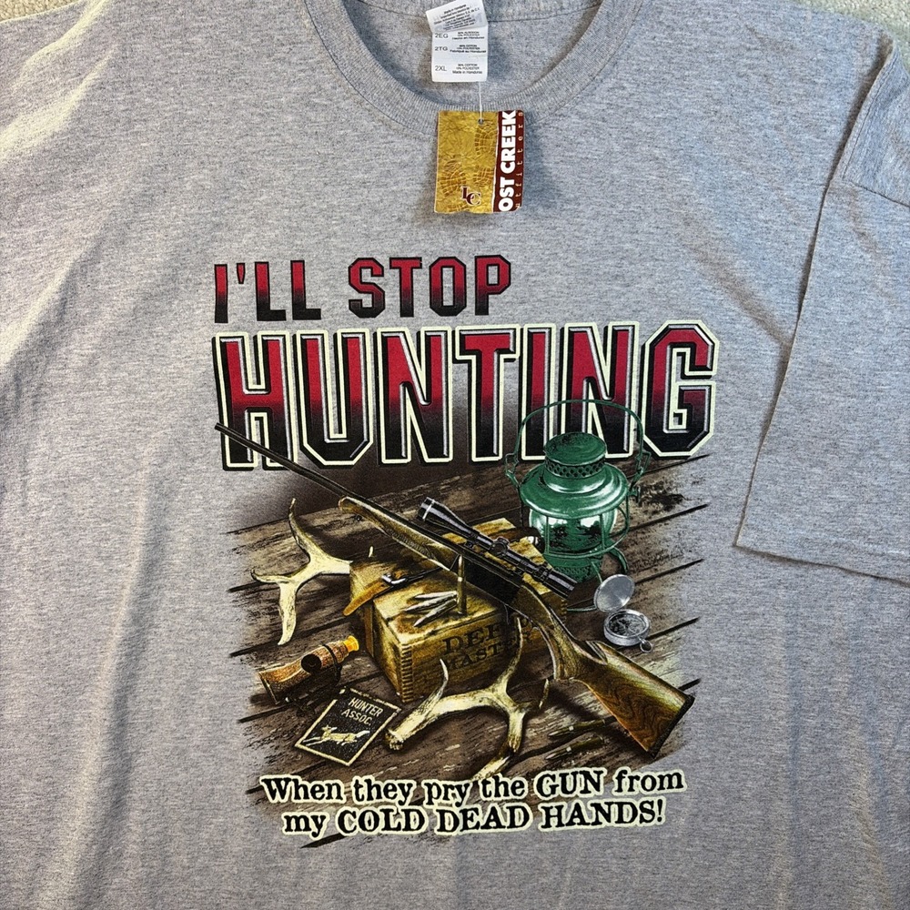 Lost Creek Hunting T Shirt Mens 2XL Gray I'll Stop Hunting Graphic Tee NWT